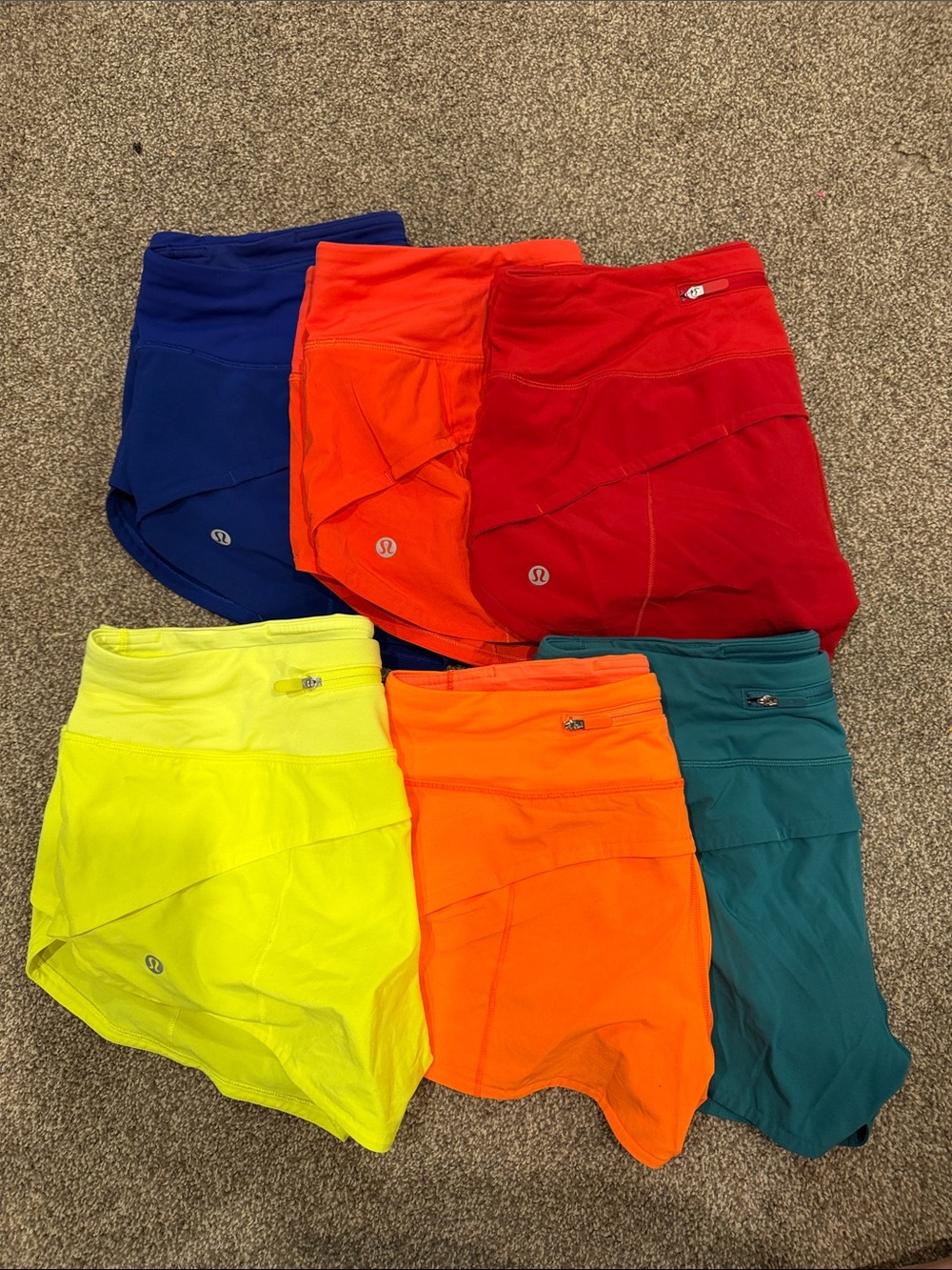 lululemon athletica speed Shorts - Blue, Red, Orange, Yellow, Teal